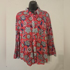 Talbots Red Floral Button-Down Shirt